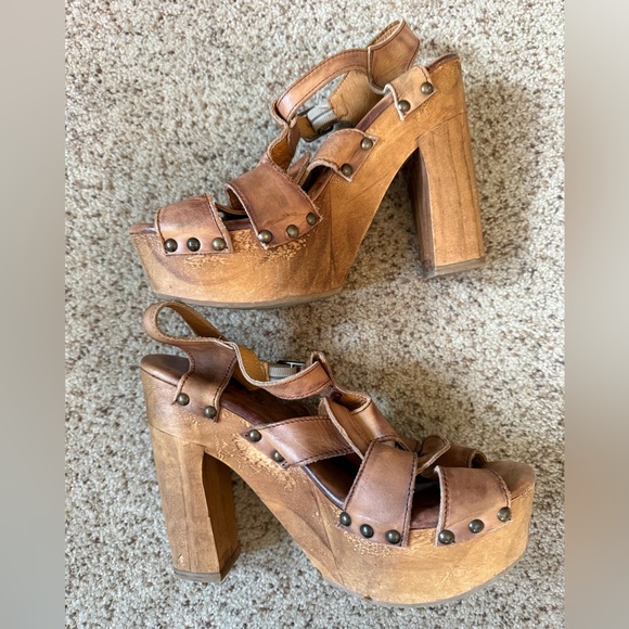 Bed Stu Melissa Brown Leather Sandals Size 10 Boho Summer Wooden - Picture 2 of 7